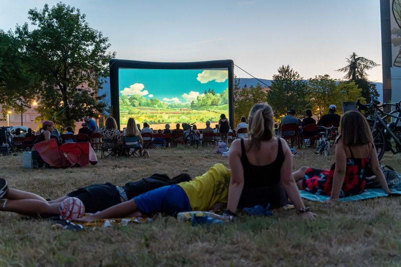 Une toile à la belle étoile sur la pelouse du Mâconnais à Chambéry lors de la projection de "Mon voisin Totoro" le 12 juillet 2026