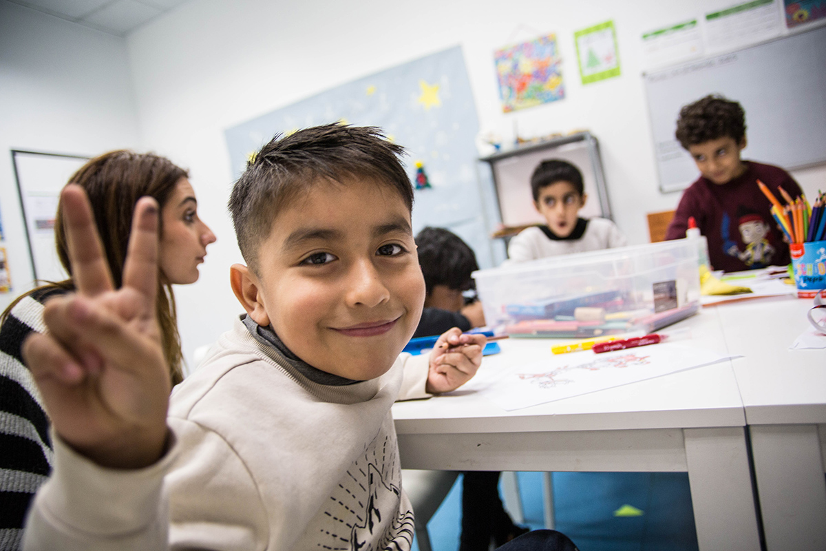 Des enfants pendant une activité scolaire